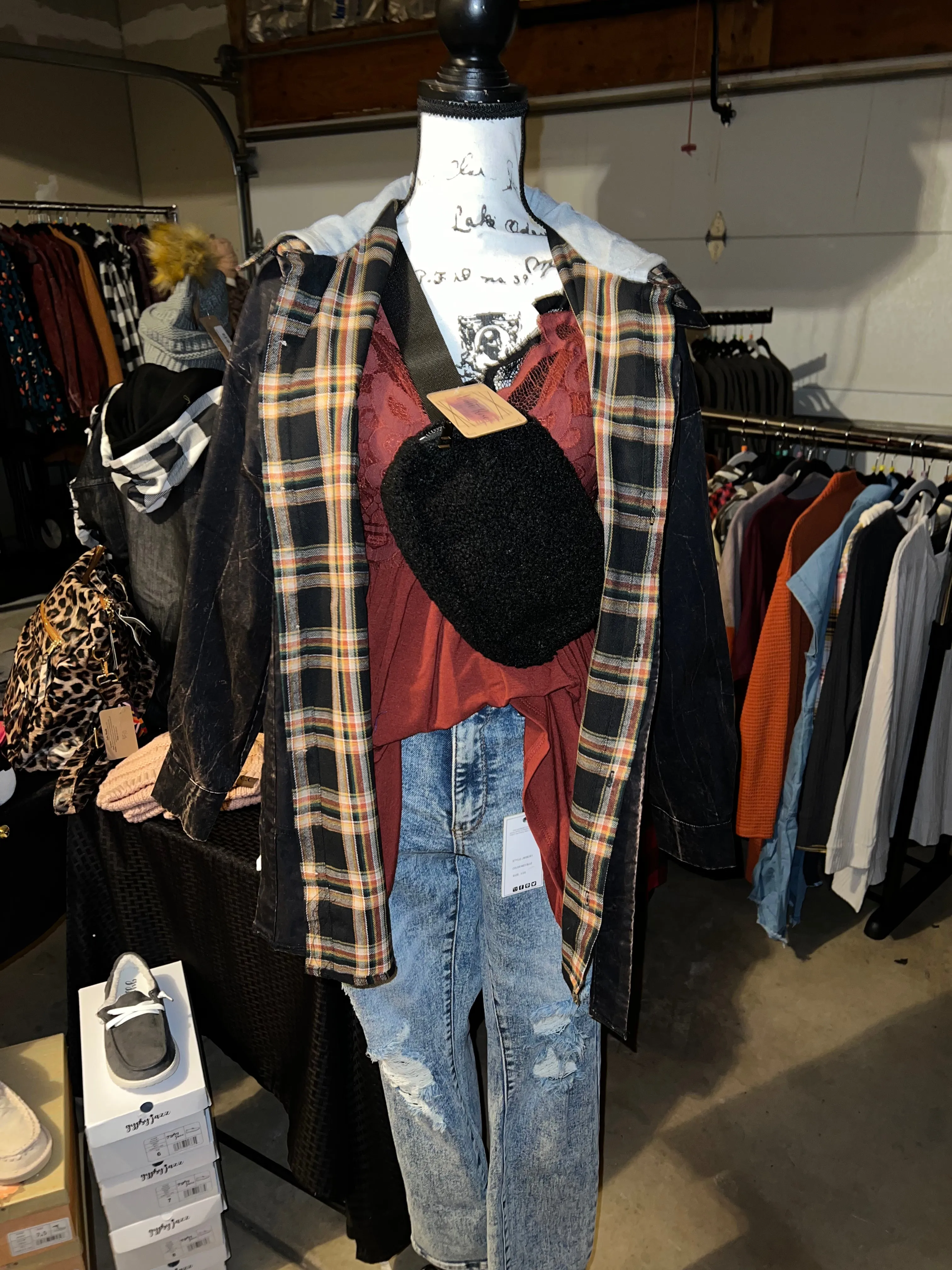 Black Tammy Plaid Hooded Shacket