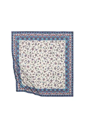 Blue Wildflower Pattern Silky Square Scarf