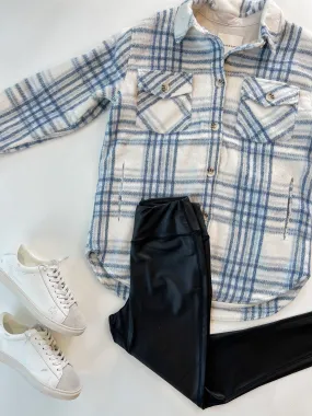 Blue/Cream Button Down Shacket
