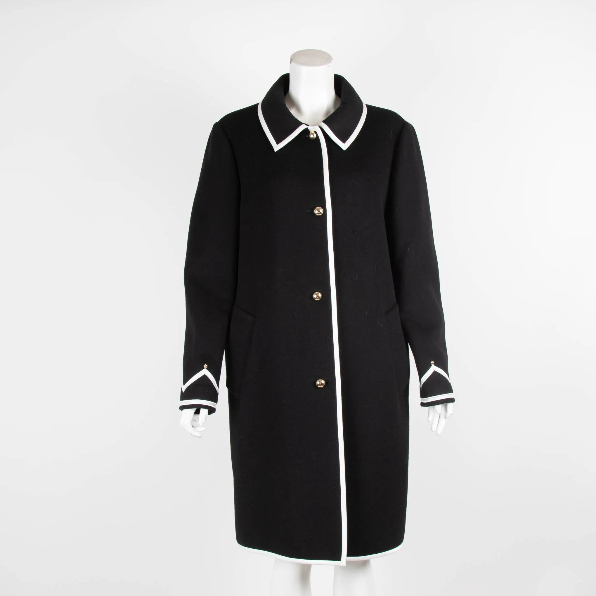 Boutique Moschino Black Coat with White Trim