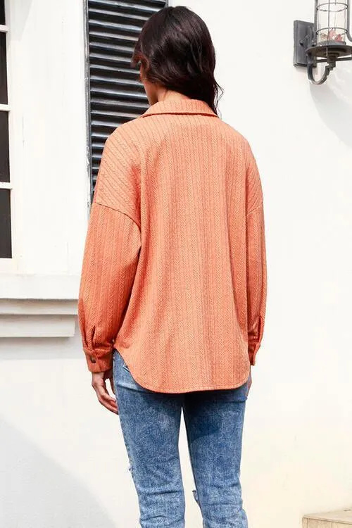 Breezy Day Glow Textured Button Down Shacket