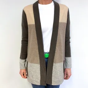 Brown Colour Block Cashmere Edge to Edge Cardigan Medium