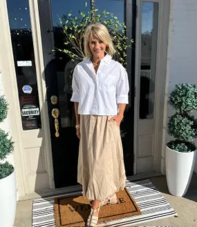 Bubble Midi Skirt- Beige