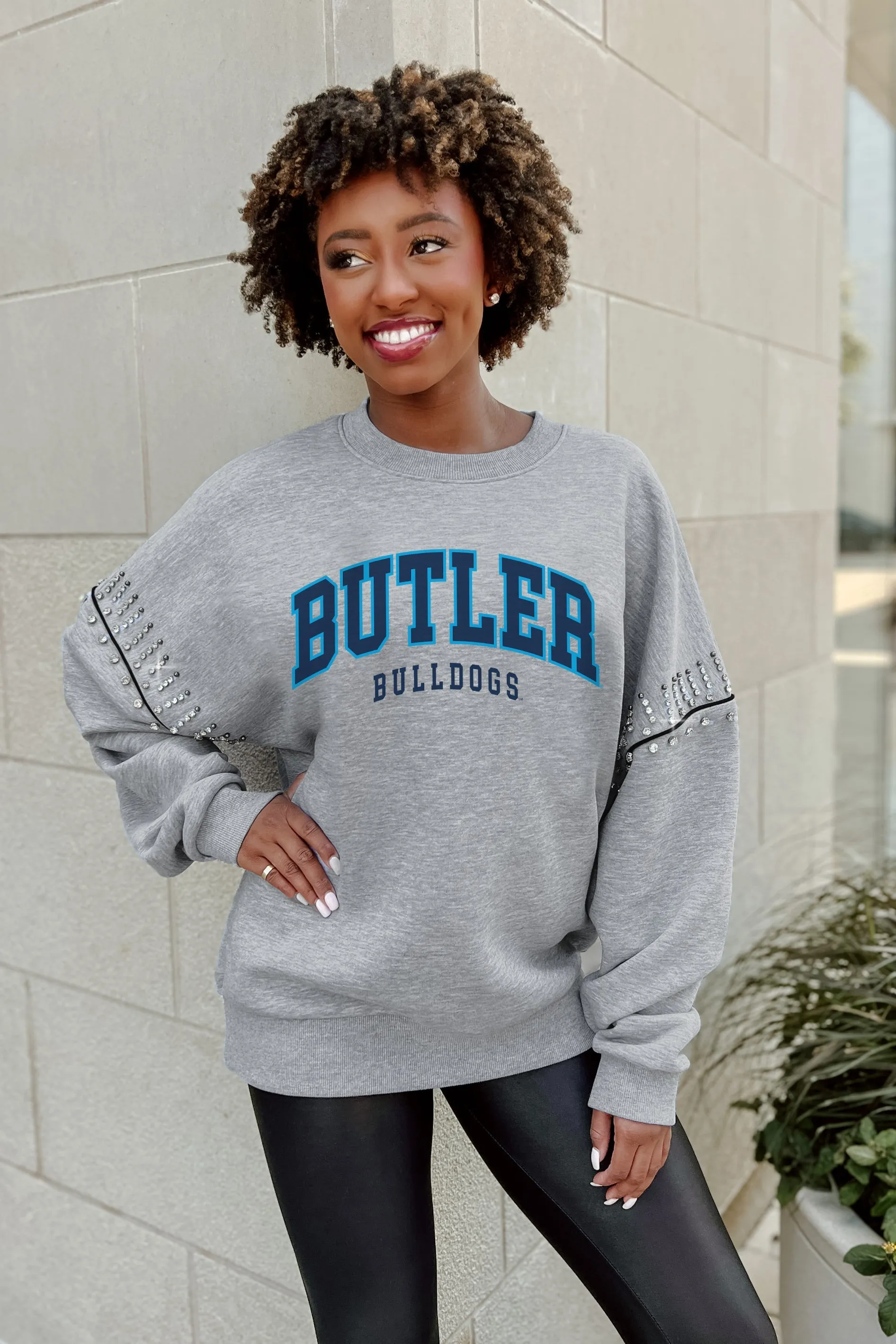BUTLER BULLDOGS COMPETITIVE EDGE JEWEL TRIM SLEEVE FLEECE PULLOVER