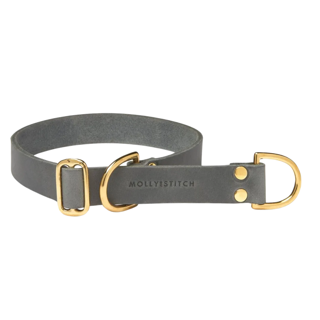 Butter Leather Retriever Dog Collar - Timeless Grey