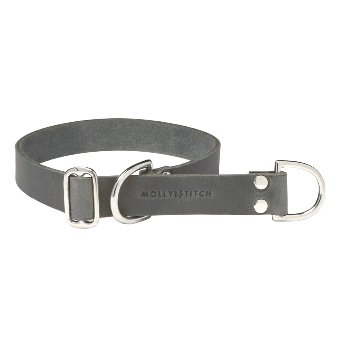 Butter Leather Retriever Dog Collar - Timeless Grey