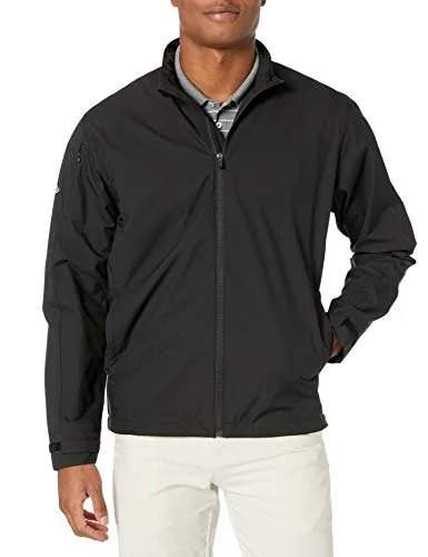 Callaway Men's Long Sleeve Full-Zip Wind Jacket, Wind And Water Resistant, Weather Series, Performance Apparel For Men, Extended Sizes, Black, Small