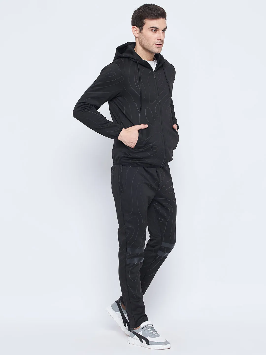 Camla Barcelona Tone-On-Tone Abstract Print Hooded Tracksuit
