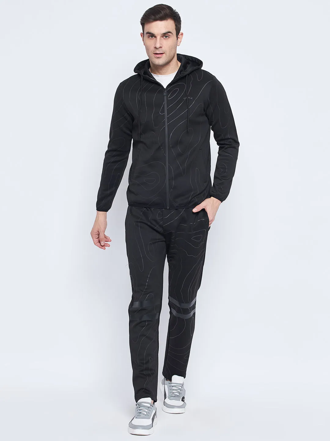 Camla Barcelona Tone-On-Tone Abstract Print Hooded Tracksuit