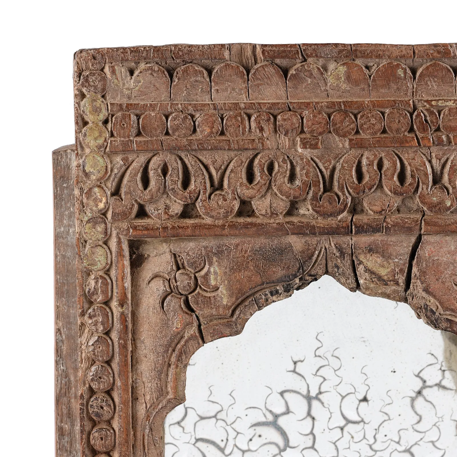 Carved Indian Teak Mirror From Rajasthan - Ca 1920