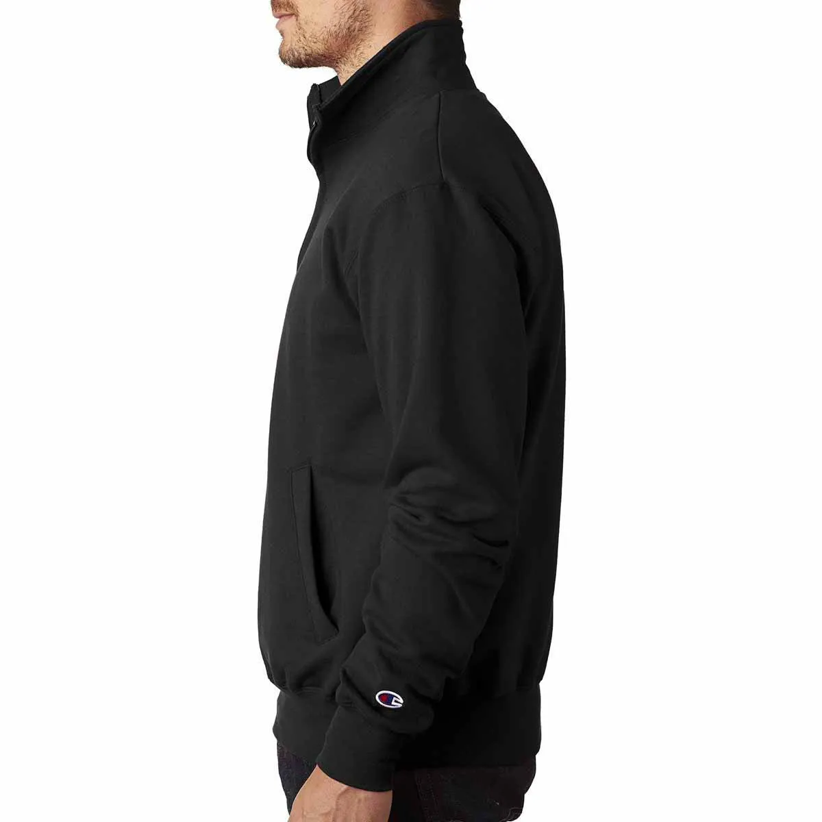 Champion Men's Black Adult Double Dry Eco Quarter-Zip Pullover Fleece