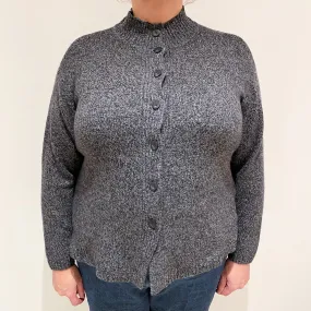Charcoal Grey Marl Cashmere Turtle Neck Cardigan Extra Large