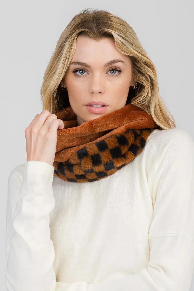 CHECKERED INFINITY SCARF 3 ASSORTED COLORS/12PCS