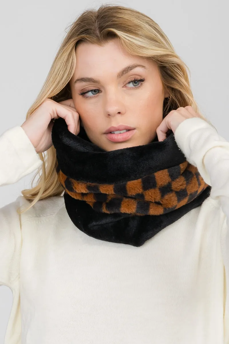CHECKERED INFINITY SCARF 3 ASSORTED COLORS/12PCS