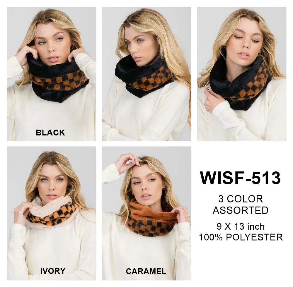 CHECKERED INFINITY SCARF 3 ASSORTED COLORS/12PCS