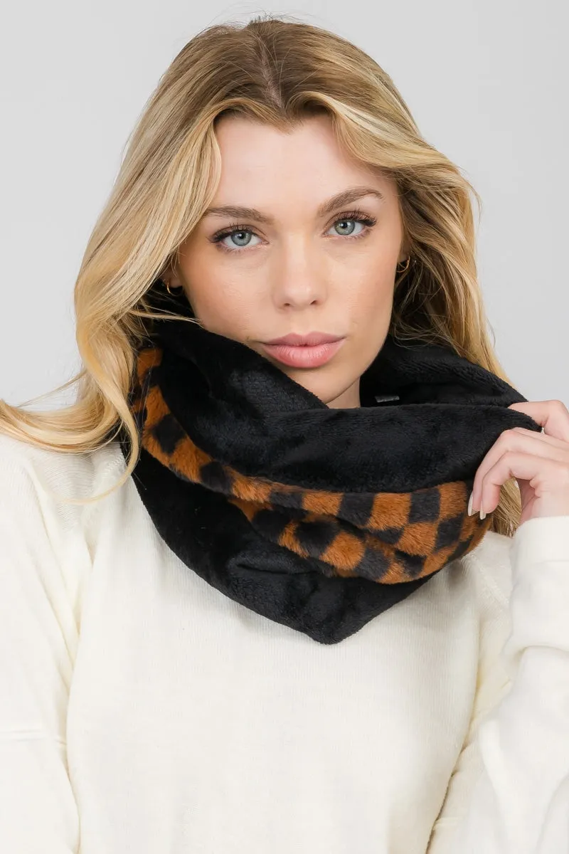 CHECKERED INFINITY SCARF 3 ASSORTED COLORS/12PCS