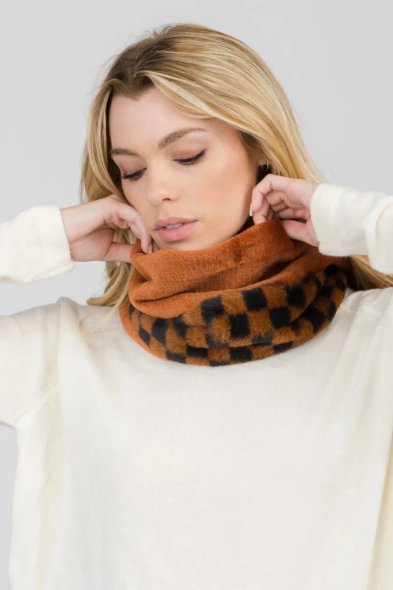 CHECKERED INFINITY SCARF 3 ASSORTED COLORS/12PCS