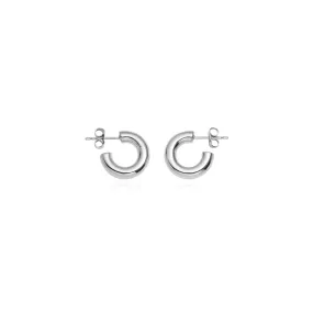 Chunky Huggie Hoop Earrings (Silver)