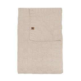 Chunky Knit Basket Weave Toddler Blanket in Almond