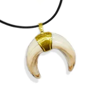 collar largo doble amoladera jabali con oro 18 kilates