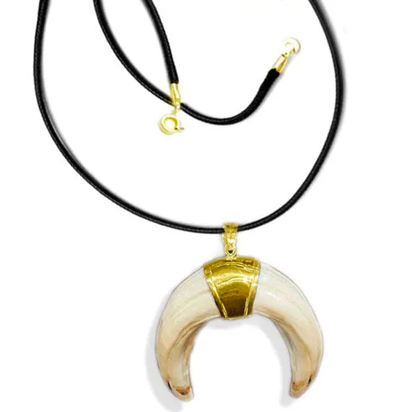 collar largo doble amoladera jabali con oro 18 kilates
