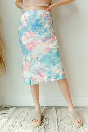cotton candy midi skirt