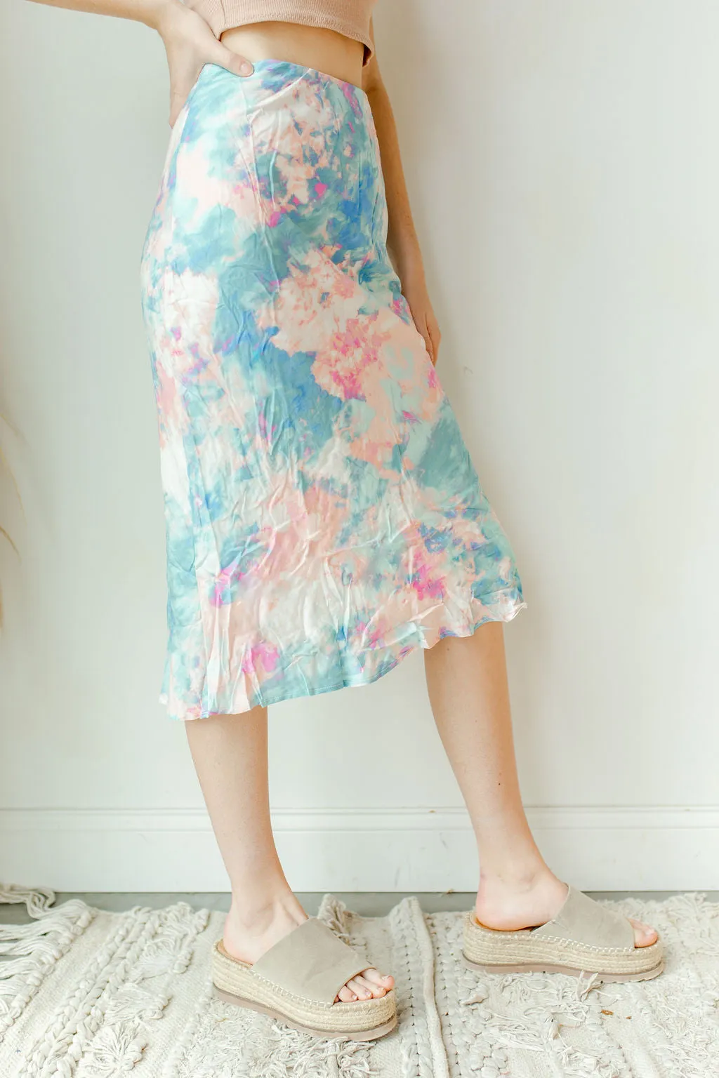 cotton candy midi skirt