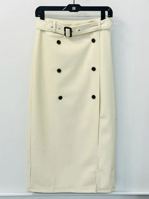 Cream Faux Leather Skirt