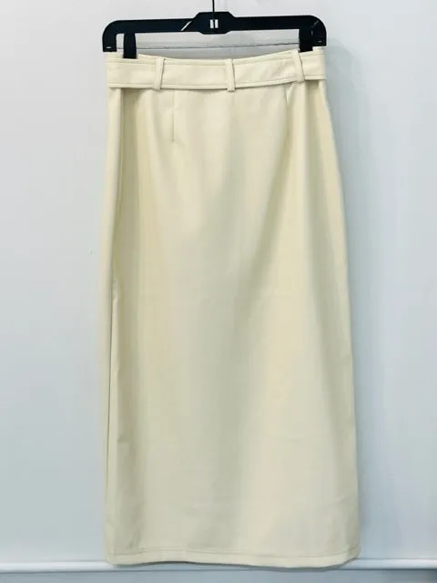 Cream Faux Leather Skirt
