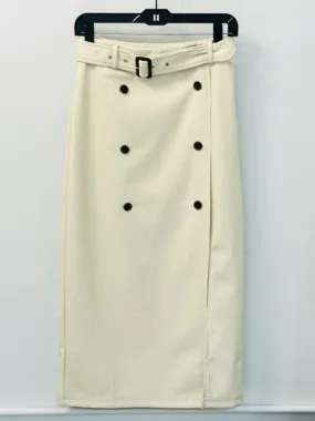 Cream Faux Leather Skirt