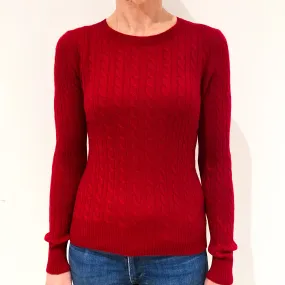 Crimson Red Cashmere Crew Neck Jumper Small