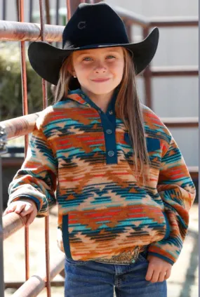 Cruel Girl's Fleece Pullover Turquoise & Orange