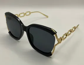 DARA | Black | Gold Accent | Smokey Brown Lens