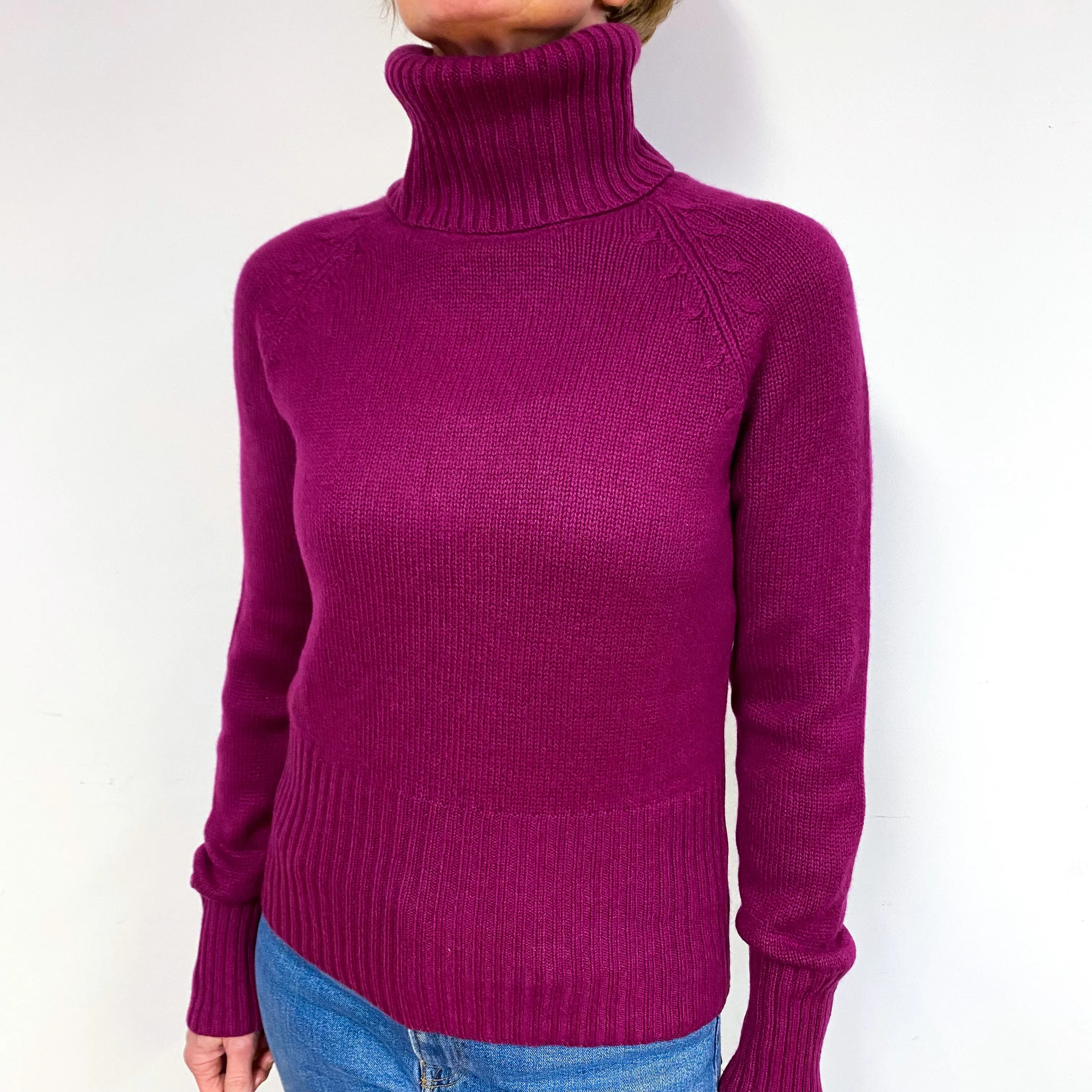 Dark Magenta’s Pink Cashmere Polo Neck Jumper Medium