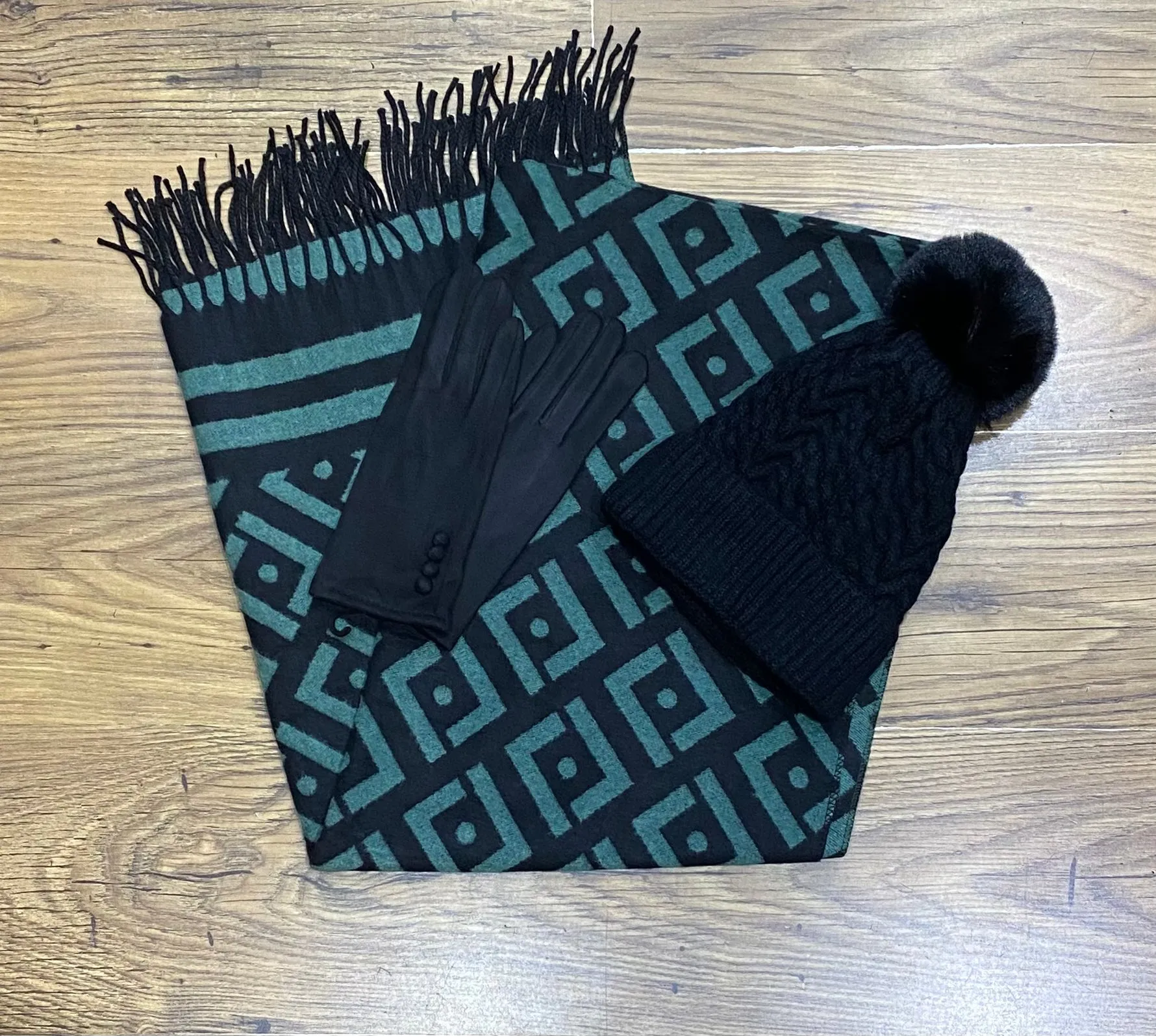 Designer Inspired Black And Camel Scarf