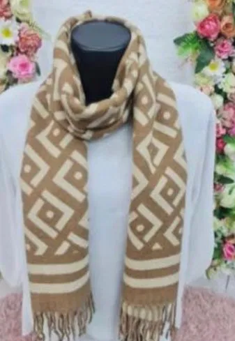 Designer Inspired Black And Camel Scarf