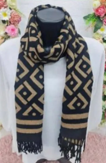 Designer Inspired Black And Camel Scarf
