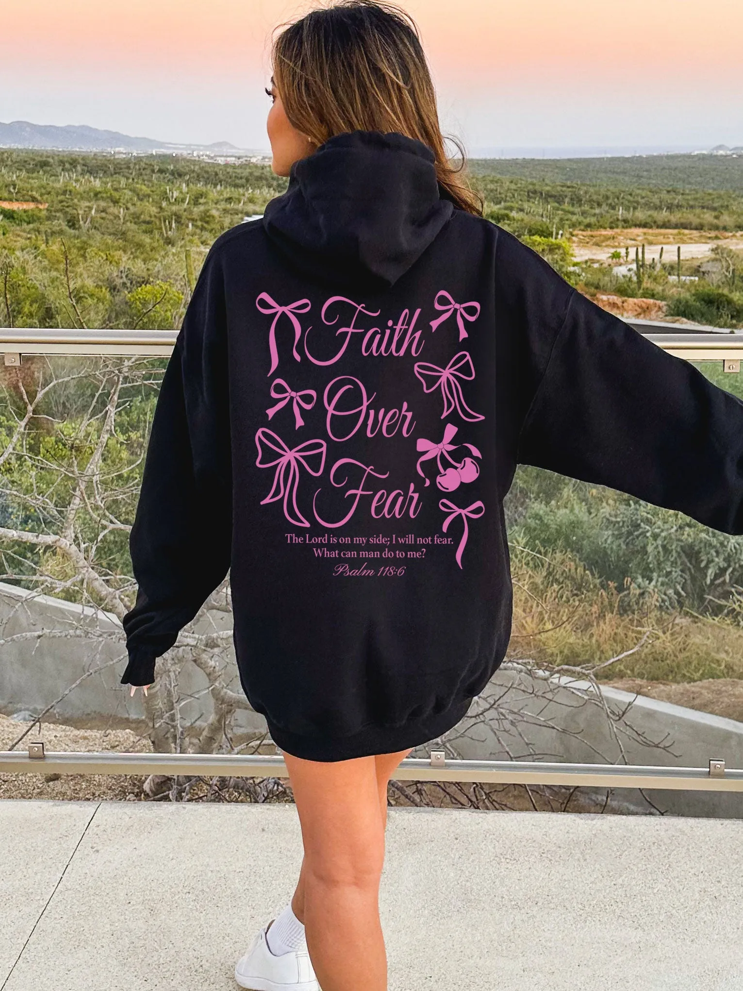 Faith Over Fear Coquette Bows Hoodie - New!