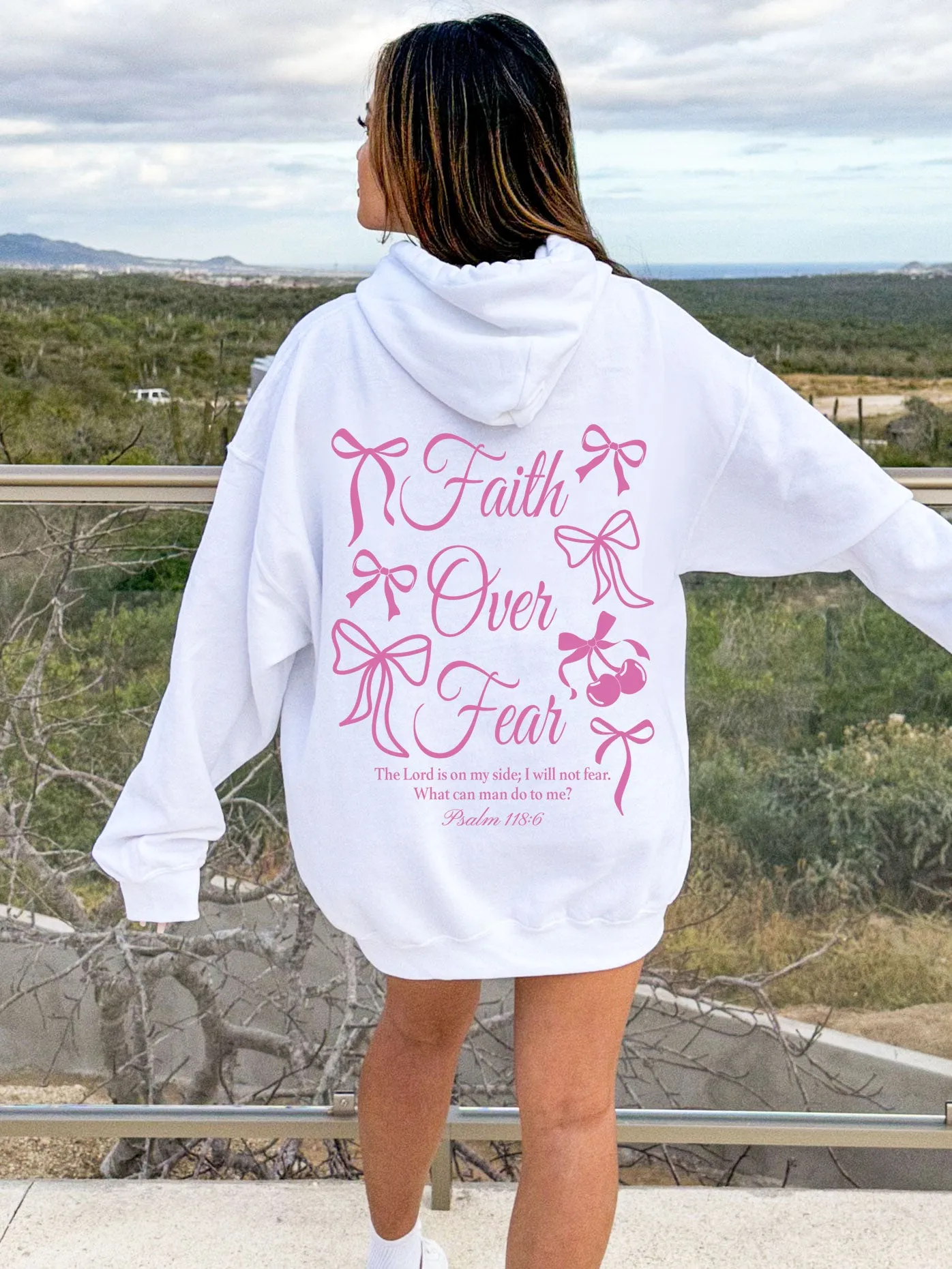 Faith Over Fear Coquette Bows Hoodie - New!