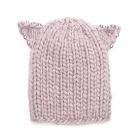FELIX CHUNKY HAND-KNIT BEANIE IN ROSE