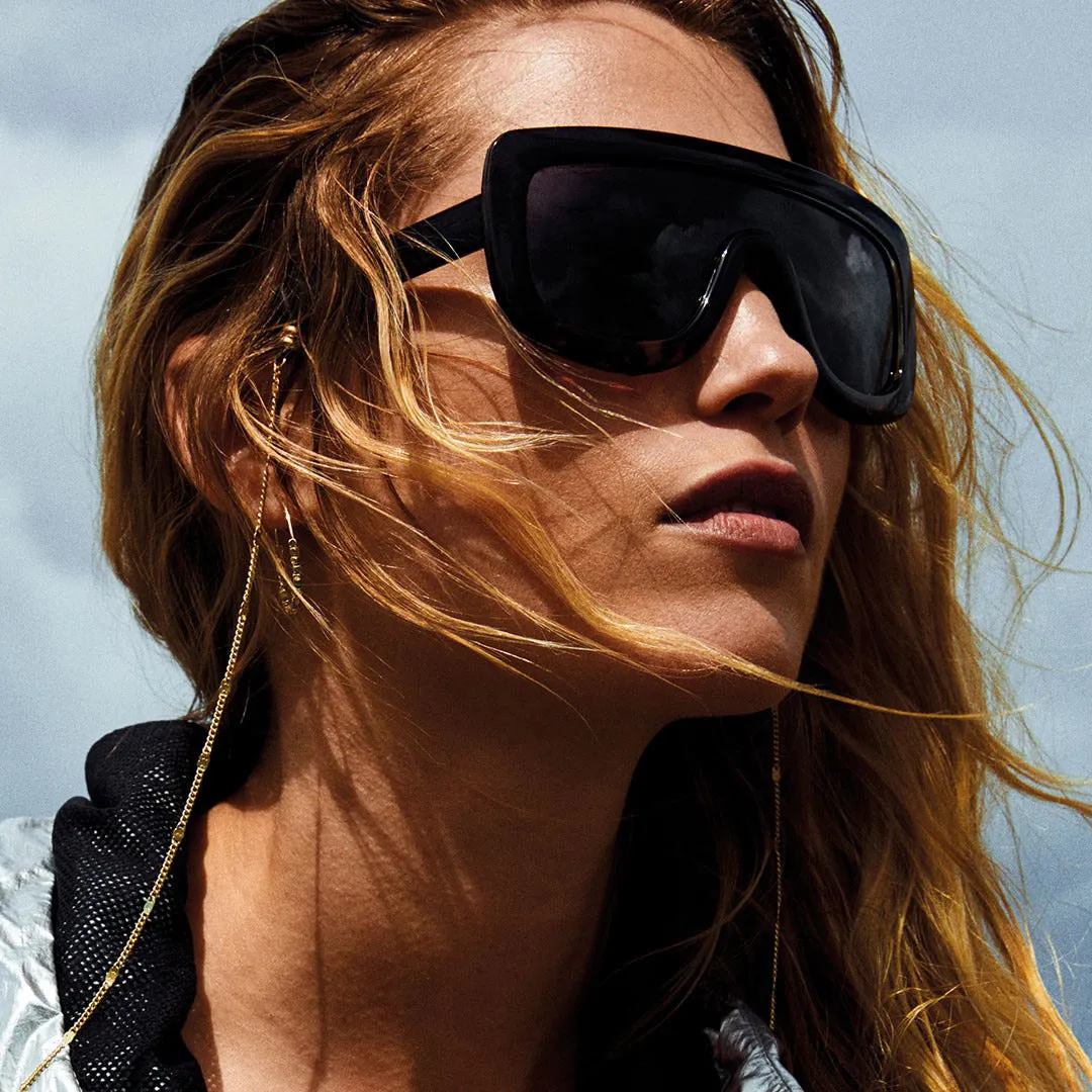 FIDELIA oversized shield sunglasses, dark tortoise