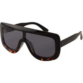 FIDELIA oversized shield sunglasses, dark tortoise