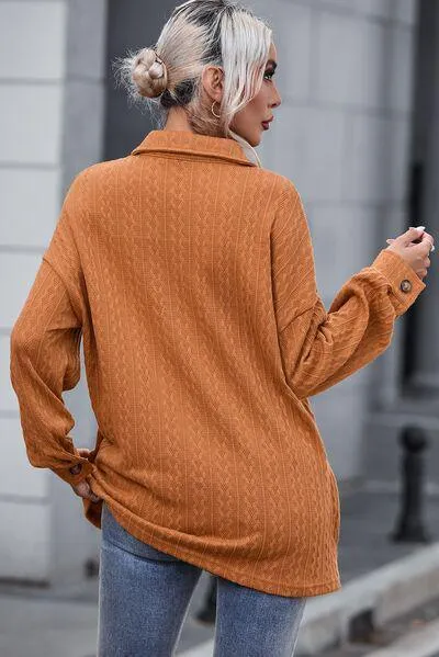 Flap Pockets Collared Button Down Shacket