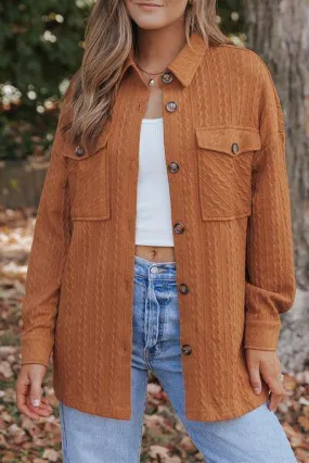Flap Pockets Collared Button Down Shacket