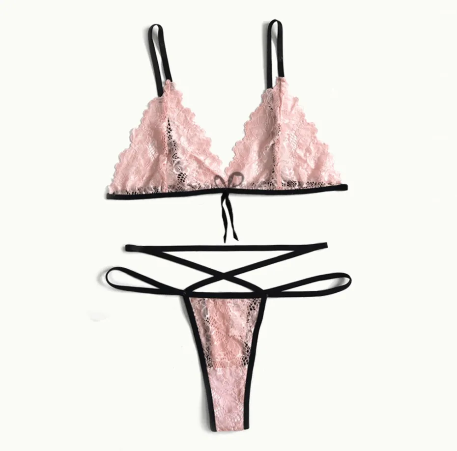 Flower Lace Hollow Out Lingerie Set