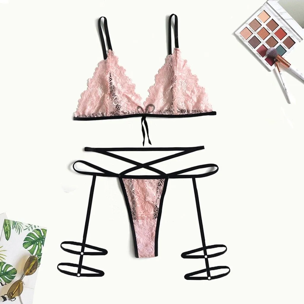 Flower Lace Hollow Out Lingerie Set