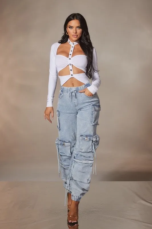 Foreva Light Wash Cargo Pants