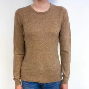 Fudge Brown Cashmere Crew Neck Jumper Extra Small