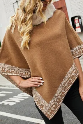 FUR COLLAR CAPE SHAWL JACKET