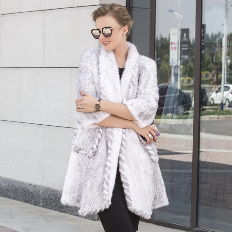 Genuine Knitted Mink Fur Cardigan Coat